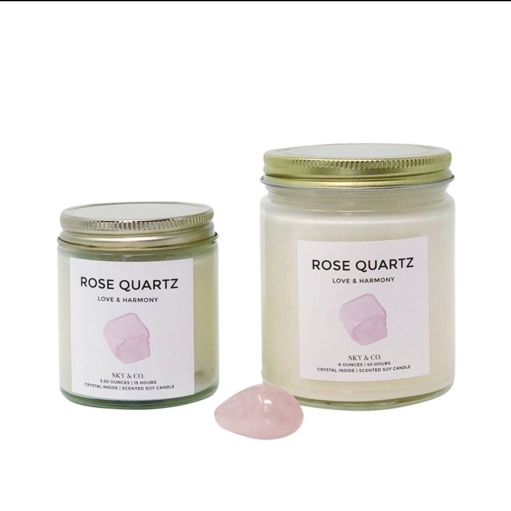 Rose Quartz Crystal Candle Love Harmony Healing Energy
